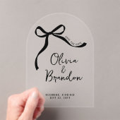 クリームと黒お洒落手引き弓 アクリル招待状 (インサイチュ (ポータブル))