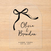 クリームと黒お洒落手引き弓 アクリル招待状 (正面)