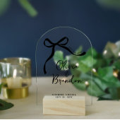 クリームと黒お洒落手引き弓 アクリル招待状