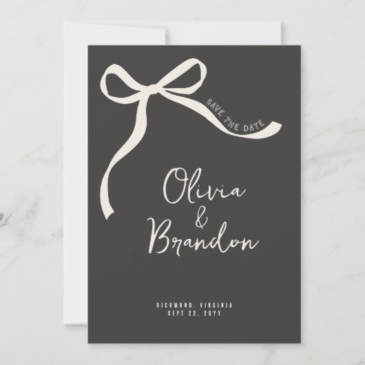 クリームと黒お洒落手引き弓 セーブザデート (正面)