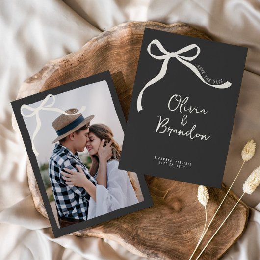 クリームと黒お洒落手引き弓 セーブザデート