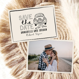 クリームと黒お洒落手引き車 セーブザデート