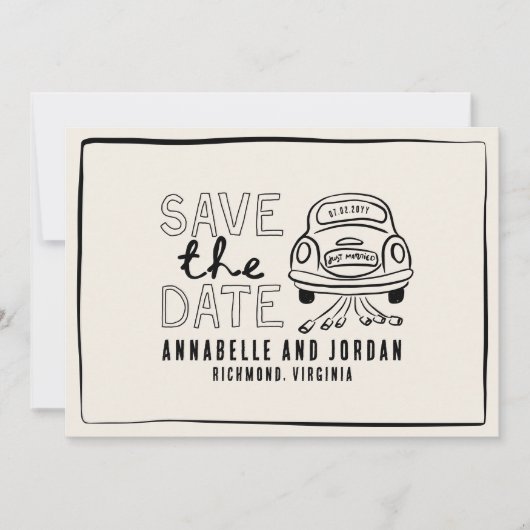 クリームと黒お洒落手引き車 セーブザデート (正面)