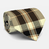 クリームと黒の茶色の格子縞 ネクタイ (ロール)