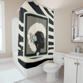 クリームと黒ゼブラ印刷 シャワーカーテン (インサイチュ)