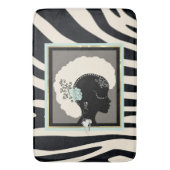 クリームと黒ゼブラ印刷 バスマット (正面縦)