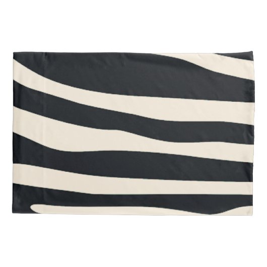 クリームと黒ゼブラ印刷 枕カバー (裏面)