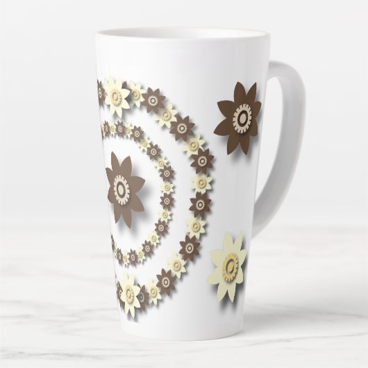 クリームと。チョコレートブラウンフローラ カフェラテマグ (右アングル)