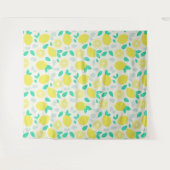 クリームにサマーレモンパターン タペストリー (正面(横))
