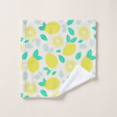 クリームにサマーレモンパターン バスタオルセット (ウォッシュタオル)