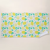 クリームにサマーレモンパターン ビーチタオル (正面)
