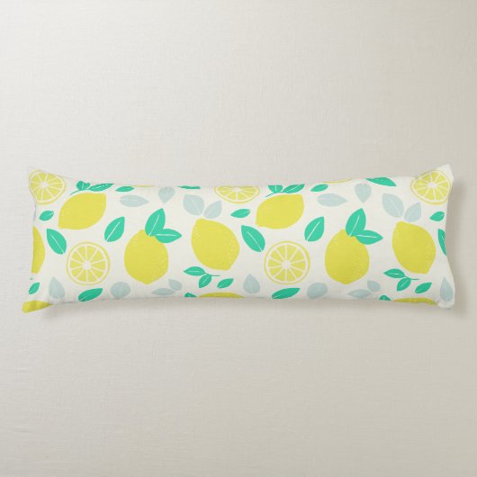 クリームにサマーレモンパターン ボディピロー (正面)
