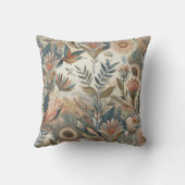 クリームにティール(緑がかった色)、マゼンタ、紫のボヘミアンミックス クッション (裏面)