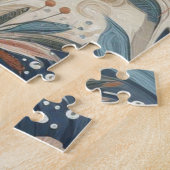 クリームにティール(緑がかった色)、マゼンタ、紫のボヘミアンミックス ジグソーパズル (側面)