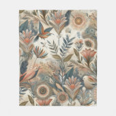 クリームにティール（緑がかった色）、マゼンタ、紫のボヘミアンミックス フリースブランケット (正面)