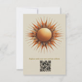 クリームにティール（緑がかった色）、マゼンタ、紫のボヘミアンミックス 出欠カード (裏面)