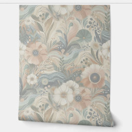 クリームにティール（緑がかった色）、マゼンタ、紫のボヘミアンミックス 壁紙