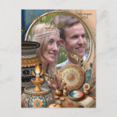 クリームにティール(緑がかった色)、マゼンタ、紫のボヘミアンミックス 案内ポストカード (正面)