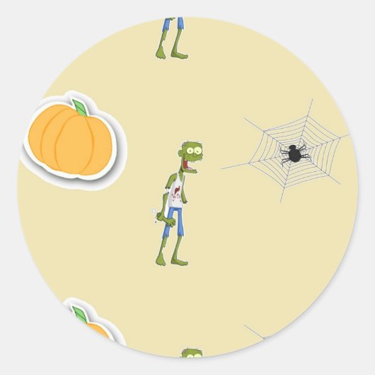 クリームにハロウィーンパターン ラウンドシール (正面)