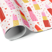 クリームにバレンタインデーの口紅 ラッピングペーパー (ロールコーナー)