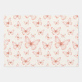 クリームにピンク色の蝶 ラッピングペーパーシート (正面3)