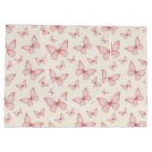 クリームにピンク色の蝶 ラージペーパーバッグ (裏面)