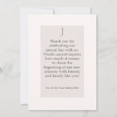 クリームにワイルドフラワー結婚は サンキューカード (裏面)