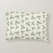 クリームに出芽グリーン枝 – シームレスなパターン アクセントクッション (裏面)