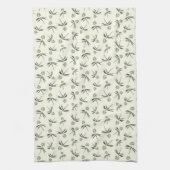 クリームに出芽グリーン枝 – シームレスなパターン キッチンタオル (縦)