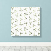 クリームに出芽グリーン枝 – シームレスなパターン キャンバスプリント (インサイチュ (ウッドフロア))