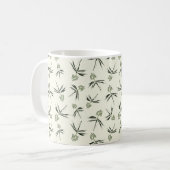 クリームに出芽グリーン枝 – シームレスなパターン コーヒーマグカップ (正面左)