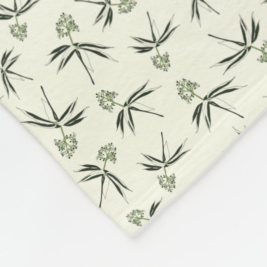 クリームに出芽グリーン枝 – シームレスなパターン フリースブランケット (角)