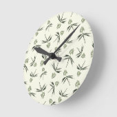 クリームに出芽グリーン枝 – シームレスなパターン ラウンド壁時計 (傾斜)