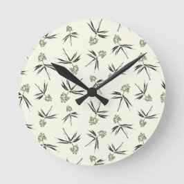 クリームに出芽グリーン枝 – シームレスなパターン ラウンド壁時計