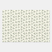 クリームに出芽グリーン枝 – シームレスなパターン ラッピングペーパーシート (正面3)