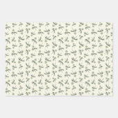 クリームに出芽グリーン枝 – シームレスなパターン ラッピングペーパーシート (正面2)