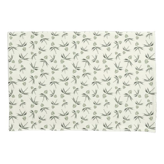 クリームに出芽グリーン枝 – シームレスなパターン 枕カバー (正面)