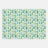 クリームに幾何学的なクリスマスツリー ラッピングペーパーシート (正面)