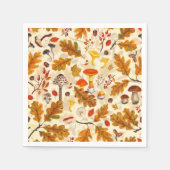 クリームに森のキノコと秋の植物 スタンダードカクテルナプキン (正面)