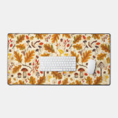 クリームに森のキノコと秋の植物 デスクマット (キーボード&マウス)