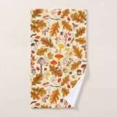 クリームに森のキノコと秋の植物 バスタオルセット (ハンドタオル)