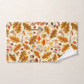 クリームに森のキノコと秋の植物 バスタオルセット (ハンドタオル)