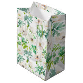 クリームに白いアネモンの花をつけている ミディアムペーパーバッグ (正面アングル)