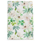 クリームに白いアネモンの花をつけている ミディアムペーパーバッグ (正面)