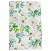 クリームに白いアネモンの花をつけている ミディアムペーパーバッグ (裏面)