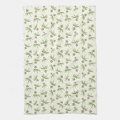 クリームに赤い枝の出芽 – シームレスなパターン。 キッチンタオル (縦)