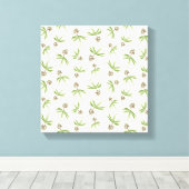 クリームに赤い枝の出芽 – シームレスなパターン。 キャンバスプリント (インサイチュ (ウッドフロア))