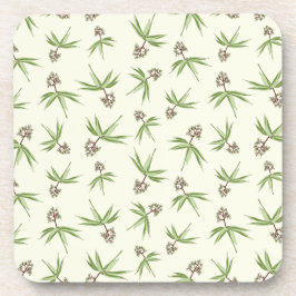 クリームに赤い枝の出芽 – シームレスなパターン。 コースター