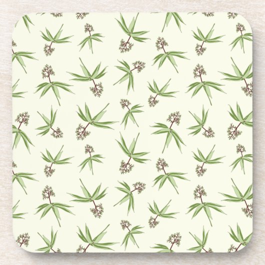 クリームに赤い枝の出芽 – シームレスなパターン。 コースター (正面)