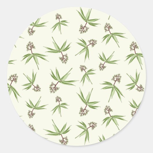 クリームに赤い枝の出芽 – シームレスなパターン。 ラウンドシール (正面)